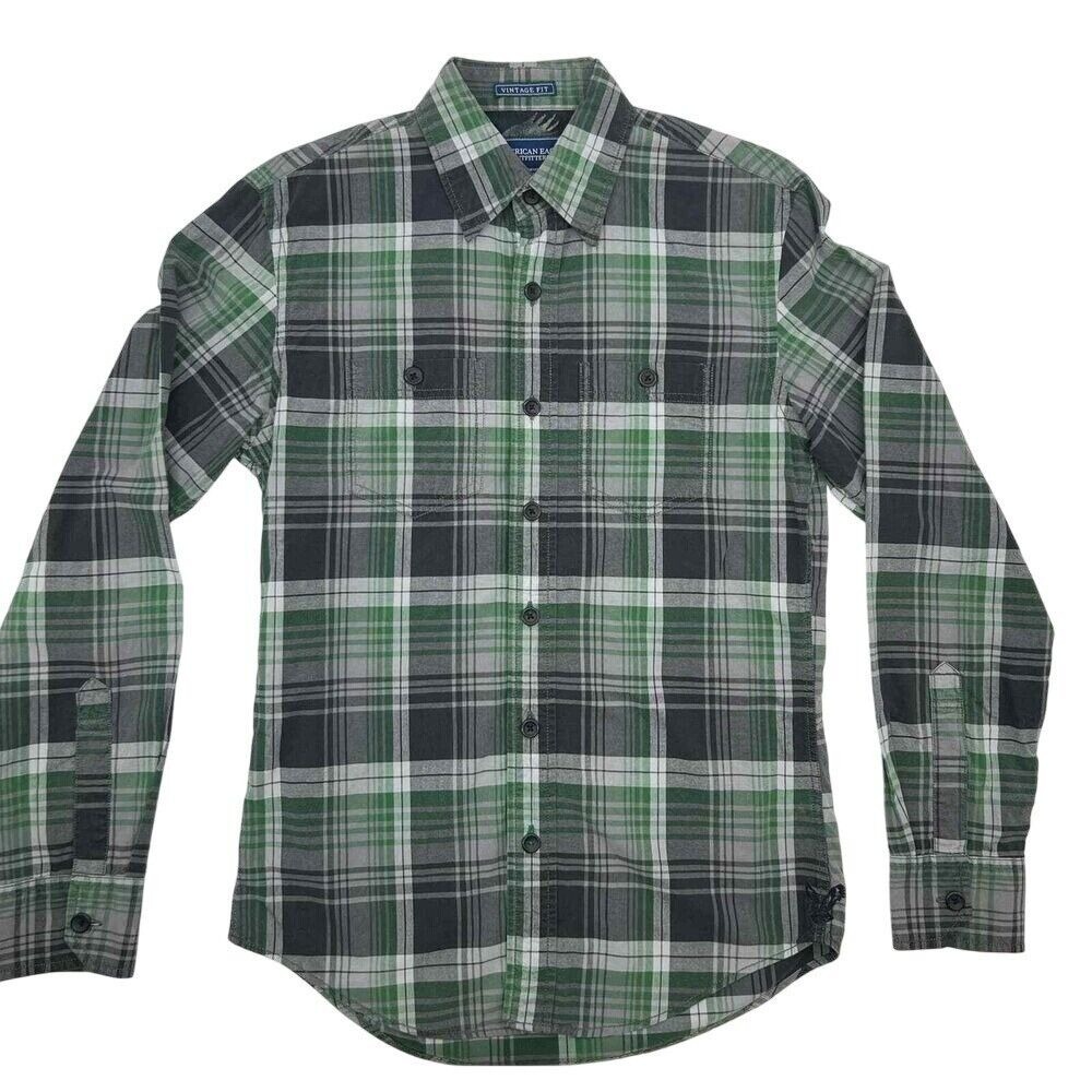 American Eagle Outfitters Vintage Fit Button Down Plaid Shirt XS Prep Lumberjack